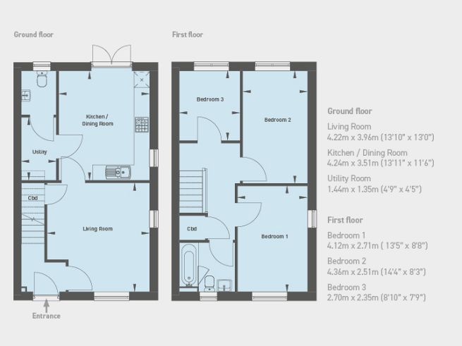 Floor plan, 3 bedroom house - artist's impression subject to change